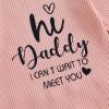 imageKuriozud Coming Home Outfit Girl Long Sleeve Im New Here Romper Ribbed Knit Onepiece Newborn Girl Preemie OutfitPink Hi Daddy I Cant Wait to Meet You