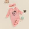 imageKuriozud Coming Home Outfit Girl Long Sleeve Im New Here Romper Ribbed Knit Onepiece Newborn Girl Preemie OutfitPink the Princess Has Arrived