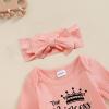 imageKuriozud Coming Home Outfit Girl Long Sleeve Im New Here Romper Ribbed Knit Onepiece Newborn Girl Preemie OutfitPink the Princess Has Arrived