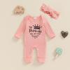 imageKuriozud Coming Home Outfit Girl Long Sleeve Im New Here Romper Ribbed Knit Onepiece Newborn Girl Preemie OutfitPink the Princess Has Arrived