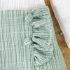 imageKuriozud Fall Toddler Girl Clothes Baby Ruffle Long Sleeve Shirt Plaid Skirt Set Back To School 2 Piece OutfitTweed Green