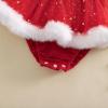 imageKuriozud Newborn Baby Girl Christmas Outfit Long Sleeve Ruffle Romper Jumpsuit with Headband Cute Infant Girl ClothesFlower Red
