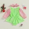 imageKuriozud Newborn Baby Girl Christmas Outfit Long Sleeve Ruffle Romper Jumpsuit with Headband Cute Infant Girl ClothesFuzzy Green
