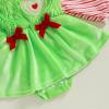 imageKuriozud Newborn Baby Girl Christmas Outfit Long Sleeve Ruffle Romper Jumpsuit with Headband Cute Infant Girl ClothesFuzzy Green