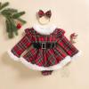 imageKuriozud Newborn Baby Girl Christmas Outfit Long Sleeve Ruffle Romper Jumpsuit with Headband Cute Infant Girl ClothesPlaid Red