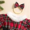imageKuriozud Newborn Baby Girl Christmas Outfit Long Sleeve Ruffle Romper Jumpsuit with Headband Cute Infant Girl ClothesPlaid Red