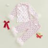 imageKuriozud Toddler Girl Easter Pajamas Baby Silk Satin Nightgown Little Kids Girls Pjs Button Down 2 Piece Pajamas SetA Bow Pink