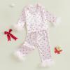 imageKuriozud Toddler Girl Easter Pajamas Baby Silk Satin Nightgown Little Kids Girls Pjs Button Down 2 Piece Pajamas SetA Bow Pink