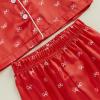 imageKuriozud Toddler Girl Easter Pajamas Baby Silk Satin Nightgown Little Kids Girls Pjs Button Down 2 Piece Pajamas SetA Bow Red