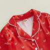 imageKuriozud Toddler Girl Easter Pajamas Baby Silk Satin Nightgown Little Kids Girls Pjs Button Down 2 Piece Pajamas SetA Bow Red