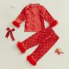imageKuriozud Toddler Girl Easter Pajamas Baby Silk Satin Nightgown Little Kids Girls Pjs Button Down 2 Piece Pajamas SetA Bow Red