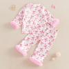 imageKuriozud Toddler Girl Easter Pajamas Baby Silk Satin Nightgown Little Kids Girls Pjs Button Down 2 Piece Pajamas SetPink