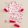 imageKuriozud Toddler Girl Easter Pajamas Baby Silk Satin Nightgown Little Kids Girls Pjs Button Down 2 Piece Pajamas SetRed
