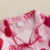 imageKuriozud Toddler Girl Easter Pajamas Baby Silk Satin Nightgown Little Kids Girls Pjs Button Down 2 Piece Pajamas SetValentines Heartpink