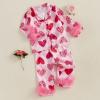 imageKuriozud Toddler Girl Easter Pajamas Baby Silk Satin Nightgown Little Kids Girls Pjs Button Down 2 Piece Pajamas SetValentines Heartpink