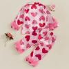 imageKuriozud Toddler Girl Easter Pajamas Baby Silk Satin Nightgown Little Kids Girls Pjs Button Down 2 Piece Pajamas SetValentines Heartpink