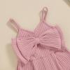 imageKuriozud Toddler Girl Romper Baby Girl Sleeveless Jumpsuit with Cute Bow Summer Clothes Ribbed Halter One Piece OutfitCute Bow Blush Pink