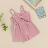 imageKuriozud Toddler Girl Romper Baby Girl Sleeveless Jumpsuit with Cute Bow Summer Clothes Ribbed Halter One Piece OutfitCute Bow Blush Pink