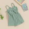 imageKuriozud Toddler Girl Romper Baby Girl Sleeveless Jumpsuit with Cute Bow Summer Clothes Ribbed Halter One Piece OutfitCute Bow Green