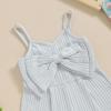 imageKuriozud Toddler Girl Romper Baby Girl Sleeveless Jumpsuit with Cute Bow Summer Clothes Ribbed Halter One Piece OutfitCute Bow Light Blue
