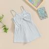 imageKuriozud Toddler Girl Romper Baby Girl Sleeveless Jumpsuit with Cute Bow Summer Clothes Ribbed Halter One Piece OutfitCute Bow Light Blue