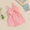 imageKuriozud Toddler Girl Romper Baby Girl Sleeveless Jumpsuit with Cute Bow Summer Clothes Ribbed Halter One Piece OutfitCute Bow Pink