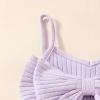 imageKuriozud Toddler Girl Romper Baby Girl Sleeveless Jumpsuit with Cute Bow Summer Clothes Ribbed Halter One Piece OutfitCute Bow Purple