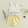 imageKuriozud Toddler Little Girl Summer Clothes Spaghetti Strap Tank Tops Split Hem Skorts Shorts Set 2 Piece OutfitBow Yellow