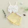 imageKuriozud Toddler Little Girl Summer Clothes Spaghetti Strap Tank Tops Split Hem Skorts Shorts Set 2 Piece OutfitBow Yellow
