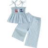 imageKuriozud 4th of July Outfit Baby Girl Smocked Tank TopWide Leg Pants Set Kids Toddler Girl Fourth of July Clothes4th July Blue Usa Plaid