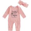 imageKuriozud Coming Home Outfit Girl Long Sleeve Im New Here Romper Ribbed Knit Onepiece Newborn Girl Preemie OutfitPink Daddys Little Princess