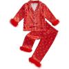 imageKuriozud Toddler Girl Easter Pajamas Baby Silk Satin Nightgown Little Kids Girls Pjs Button Down 2 Piece Pajamas SetA Bow Red