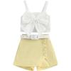 imageKuriozud Toddler Little Girl Summer Clothes Spaghetti Strap Tank Tops Split Hem Skorts Shorts Set 2 Piece OutfitBow Yellow