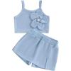 imageKuriozud Toddler Little Girl Summer Clothes Spaghetti Strap Tank Tops Split Hem Skorts Shorts Set 2 Piece OutfitFlower Blue