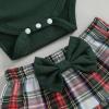 imageKuriozud Cute Newborn Baby Girl Fall Winter Outfit Long Sleeve Ruffle Romper Plaid Bow Skirt Set Headband 3 Piece ClothesChristmas Plaid Skirt  Green