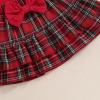 imageKuriozud Cute Newborn Baby Girl Fall Winter Outfit Long Sleeve Ruffle Romper Plaid Bow Skirt Set Headband 3 Piece ClothesChristmas Plaid Skirt  Red
