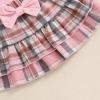 imageKuriozud Cute Newborn Baby Girl Fall Winter Outfit Long Sleeve Ruffle Romper Plaid Bow Skirt Set Headband 3 Piece ClothesPlaid Skirt  Ruffle Romper Pink