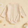 imageKuriozud Newborn Baby Boy Girl Clothes Button Long Sleeve Romper Jumpsuit Basic Infant Neutral One Piece OutfitButton Apricot