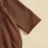 imageKuriozud Newborn Baby Boy Girl Clothes Button Long Sleeve Romper Jumpsuit Basic Infant Neutral One Piece OutfitButton Brown