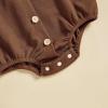 imageKuriozud Newborn Baby Boy Girl Clothes Button Long Sleeve Romper Jumpsuit Basic Infant Neutral One Piece OutfitButton Brown