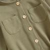 imageKuriozud Newborn Baby Boy Girl Clothes Button Long Sleeve Romper Jumpsuit Basic Infant Neutral One Piece OutfitButton Green