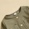 imageKuriozud Newborn Baby Boy Girl Clothes Button Long Sleeve Romper Jumpsuit Basic Infant Neutral One Piece OutfitButton Green