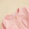 imageKuriozud Newborn Baby Boy Girl Clothes Button Long Sleeve Romper Jumpsuit Basic Infant Neutral One Piece OutfitButton Pink