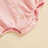 imageKuriozud Newborn Baby Boy Girl Clothes Button Long Sleeve Romper Jumpsuit Basic Infant Neutral One Piece OutfitButton Pink