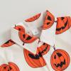 imageKuriozud Toddler Baby Boy Halloween Outfits Pumkin Tops Button Down Shirt Short Pants Set Halloween Boy Clothes Summer Orange 1218 Months