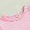 imageKuriozud Toddler Baby Girl Flutter Sleeve Top Ruffle T Shirt Cotton Tee Solid Color Basic Tops ClothesPink