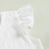imageKuriozud Toddler Baby Girl Flutter Sleeve Top Ruffle T Shirt Cotton Tee Solid Color Basic Tops ClothesRuffle Short Sleeve White