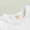 imageKuriozud Toddler Baby Girl Flutter Sleeve Top Ruffle T Shirt Cotton Tee Solid Color Basic Tops ClothesRuffle Short Sleeve White