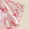 imageKuriozud Toddler Baby Kids Satin Pajamas Short Sleeve Button Down 2 Piece Pajama Set Little Girl Sleepwear Summer PajamasA Bowpink