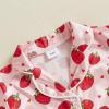 imageKuriozud Toddler Baby Kids Satin Pajamas Short Sleeve Button Down 2 Piece Pajama Set Little Girl Sleepwear Summer PajamasA Strawberryred